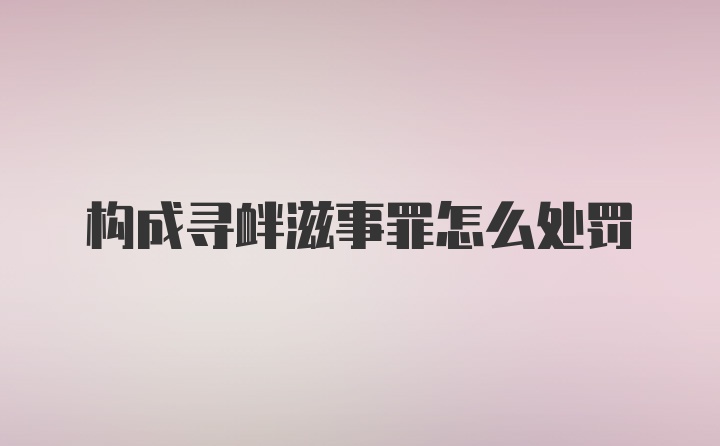 构成寻衅滋事罪怎么处罚