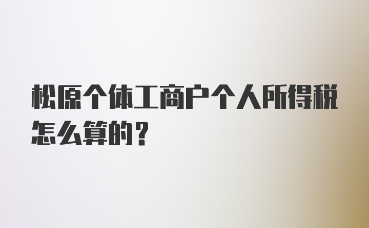 松原个体工商户个人所得税怎么算的？