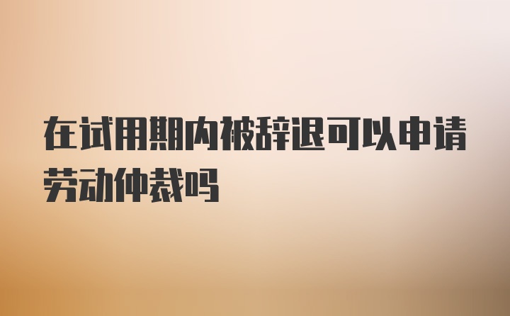 在试用期内被辞退可以申请劳动仲裁吗