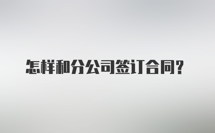 怎样和分公司签订合同？