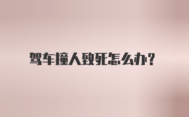 驾车撞人致死怎么办？