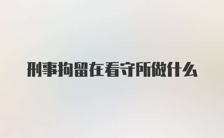 刑事拘留在看守所做什么