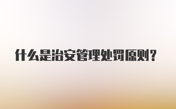 什么是治安管理处罚原则？