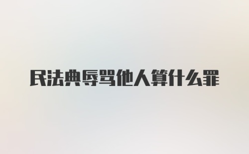 民法典辱骂他人算什么罪