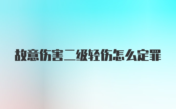 故意伤害二级轻伤怎么定罪