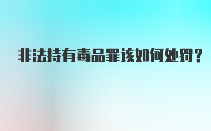 非法持有毒品罪该如何处罚？