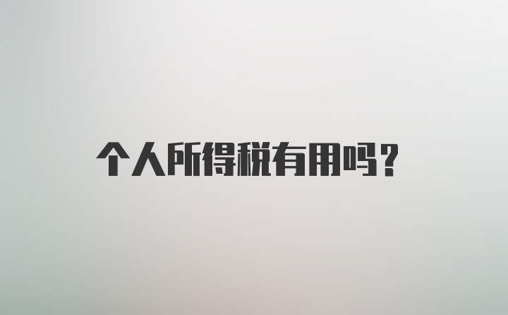 个人所得税有用吗?