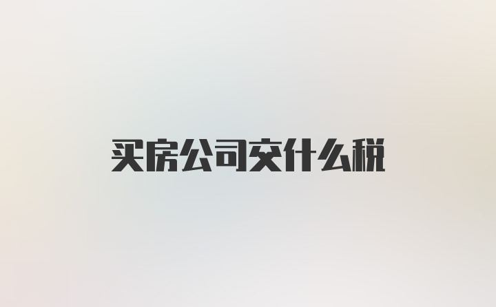 买房公司交什么税