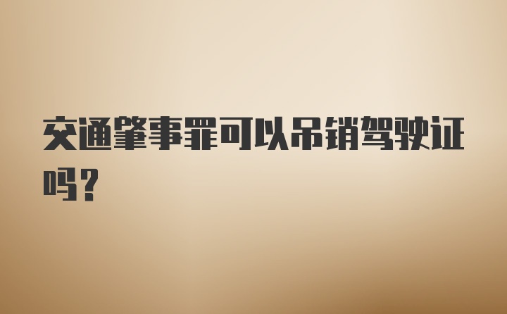 交通肇事罪可以吊销驾驶证吗？