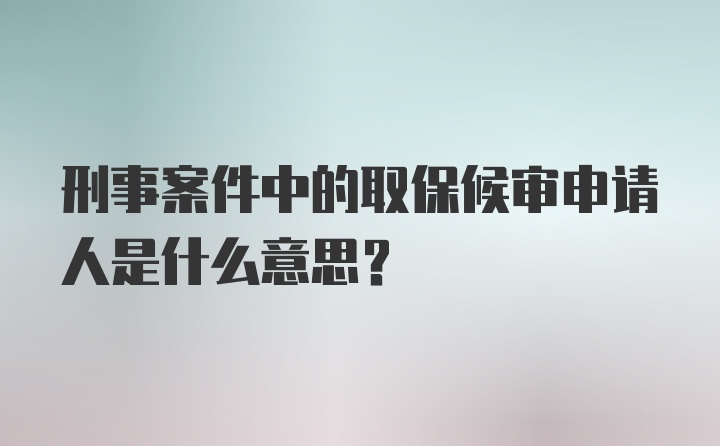 刑事案件中的取保候审申请人是什么意思？