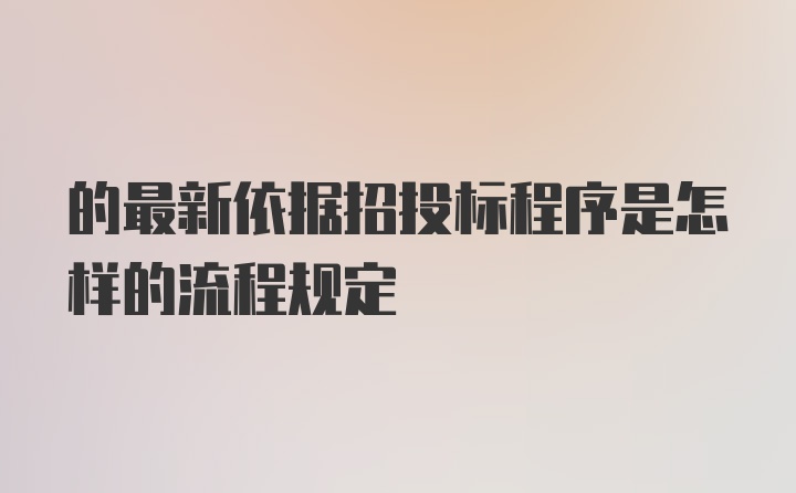 的最新依据招投标程序是怎样的流程规定