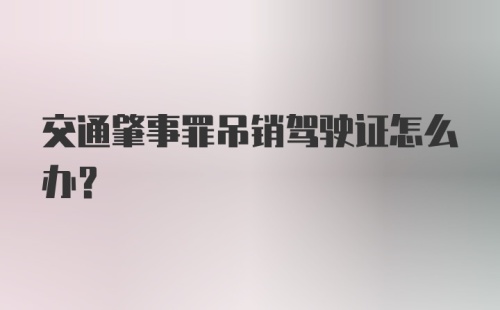 交通肇事罪吊销驾驶证怎么办？