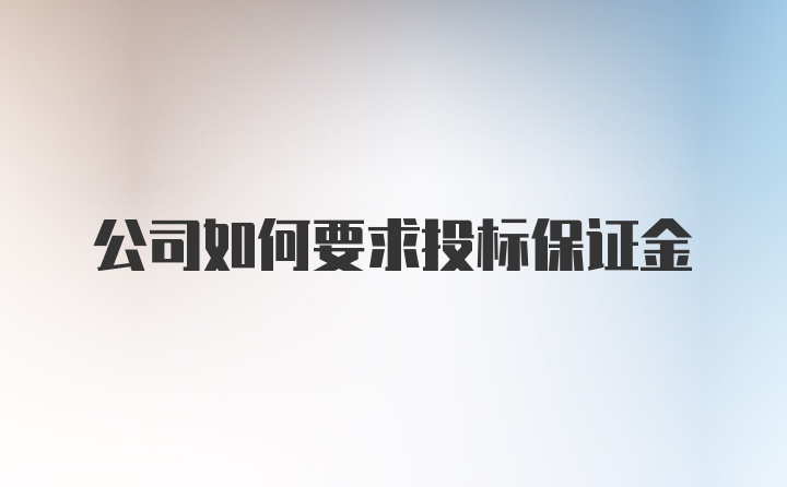 公司如何要求投标保证金