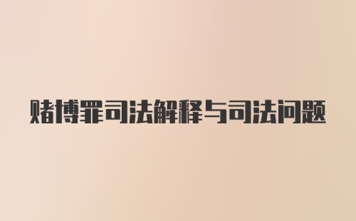 赌博罪司法解释与司法问题