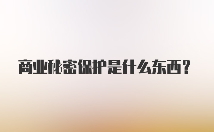 商业秘密保护是什么东西？