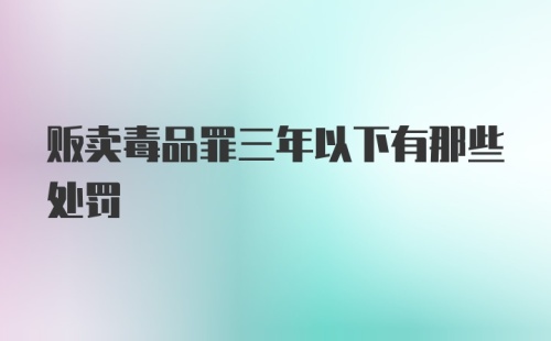 贩卖毒品罪三年以下有那些处罚