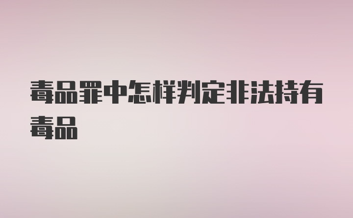 毒品罪中怎样判定非法持有毒品