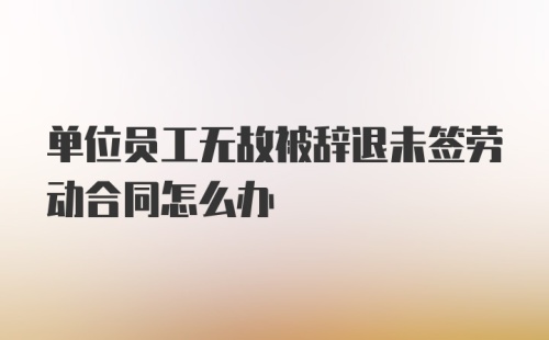 单位员工无故被辞退未签劳动合同怎么办