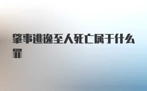 肇事逃逸至人死亡属于什么罪