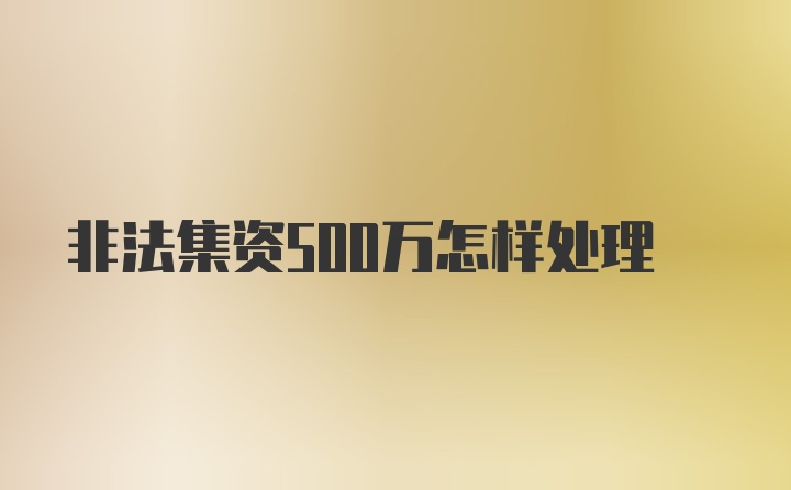 非法集资500万怎样处理