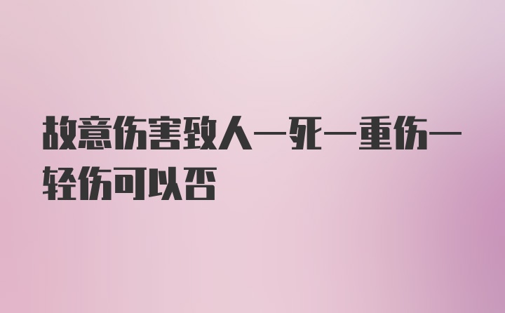 故意伤害致人一死一重伤一轻伤可以否