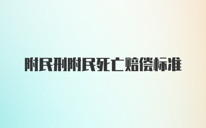 附民刑附民死亡赔偿标准