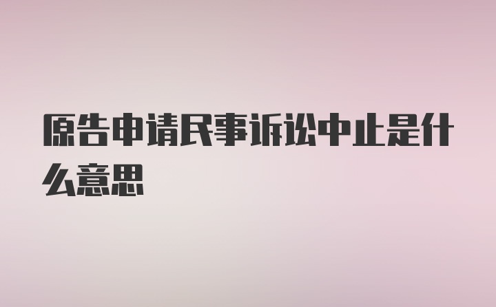 原告申请民事诉讼中止是什么意思