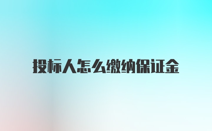 投标人怎么缴纳保证金