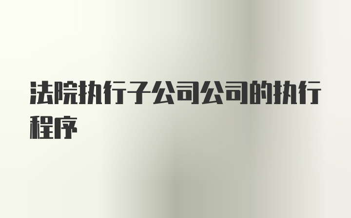 法院执行子公司公司的执行程序