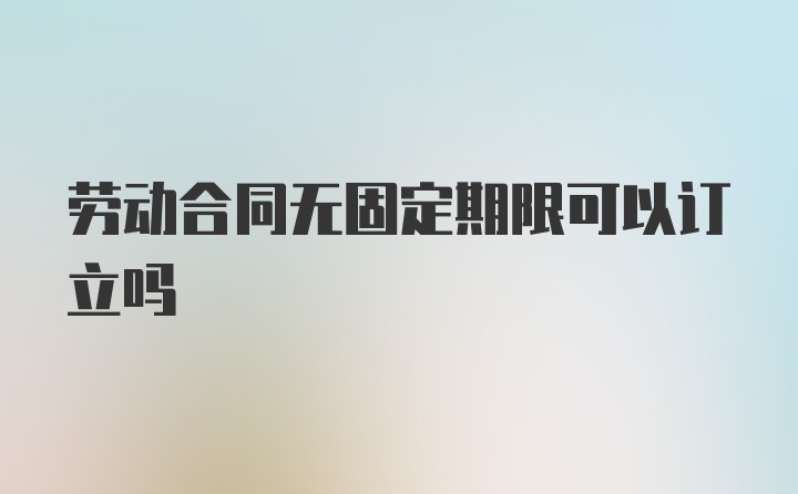 劳动合同无固定期限可以订立吗