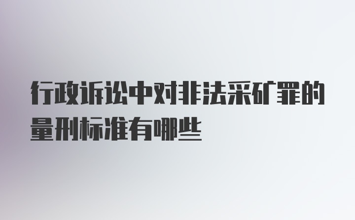 行政诉讼中对非法采矿罪的量刑标准有哪些