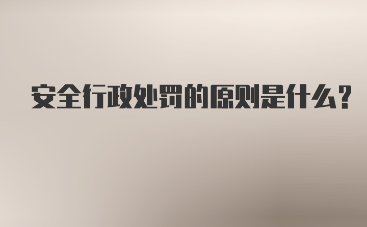 安全行政处罚的原则是什么?