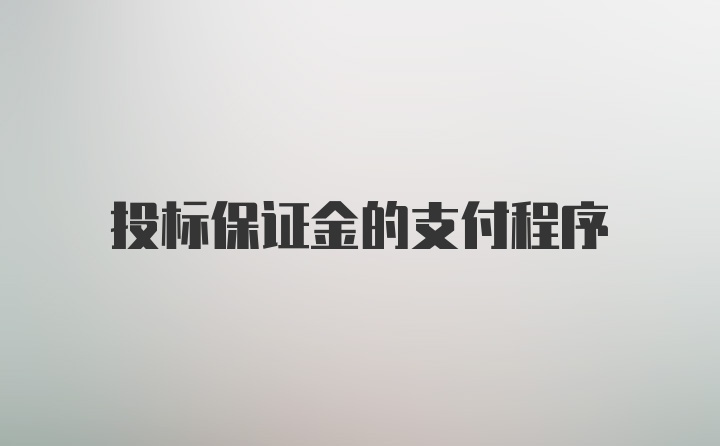 投标保证金的支付程序