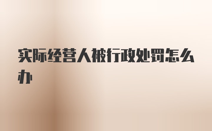 实际经营人被行政处罚怎么办