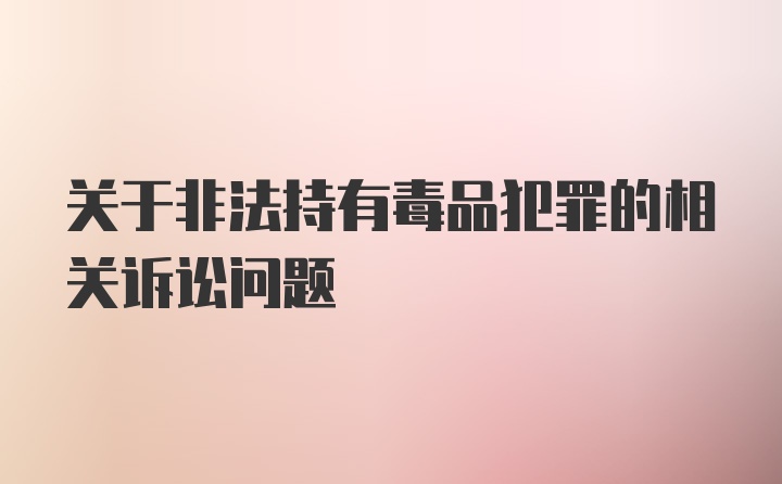 关于非法持有毒品犯罪的相关诉讼问题