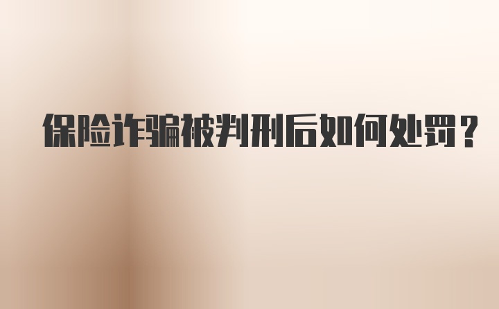 保险诈骗被判刑后如何处罚？