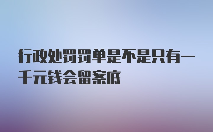 行政处罚罚单是不是只有一千元钱会留案底