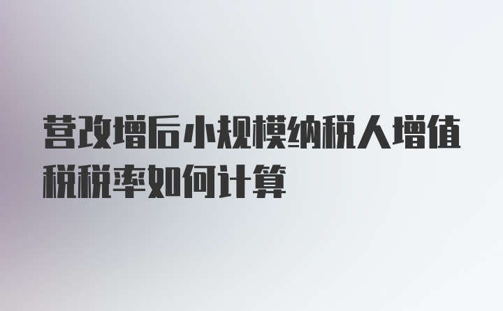 营改增后小规模纳税人增值税税率如何计算