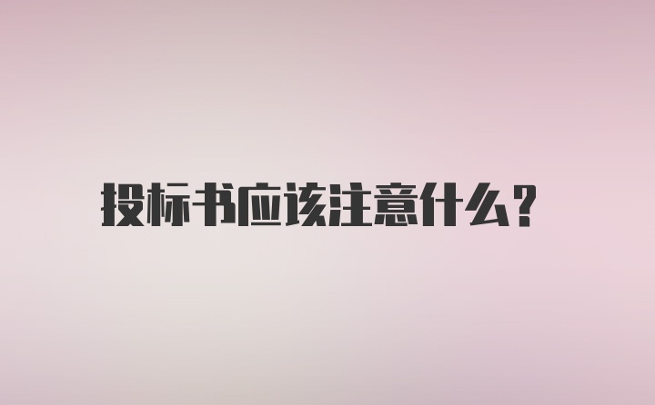 投标书应该注意什么？