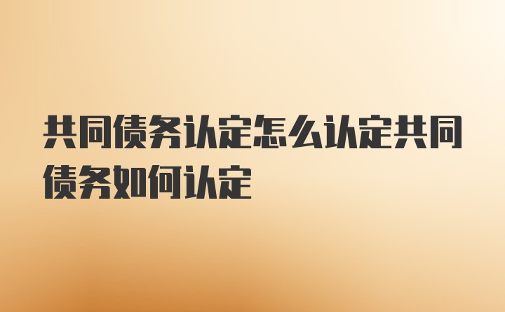 共同债务认定怎么认定共同债务如何认定