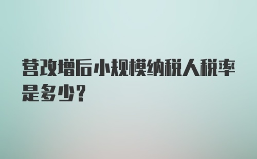 营改增后小规模纳税人税率是多少？