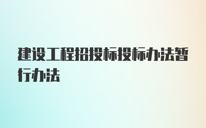 建设工程招投标投标办法暂行办法