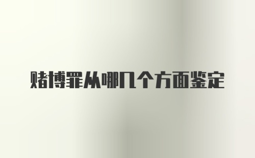 赌博罪从哪几个方面鉴定