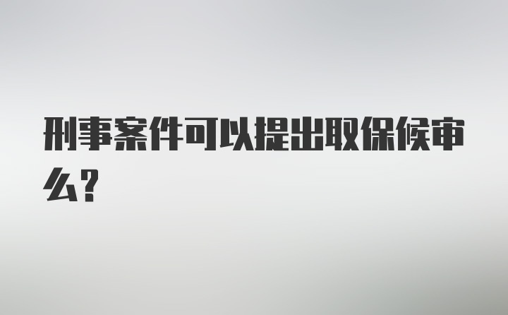 刑事案件可以提出取保候审么？