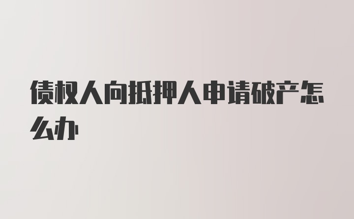 债权人向抵押人申请破产怎么办