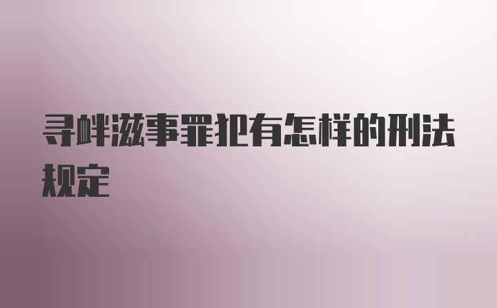 寻衅滋事罪犯有怎样的刑法规定