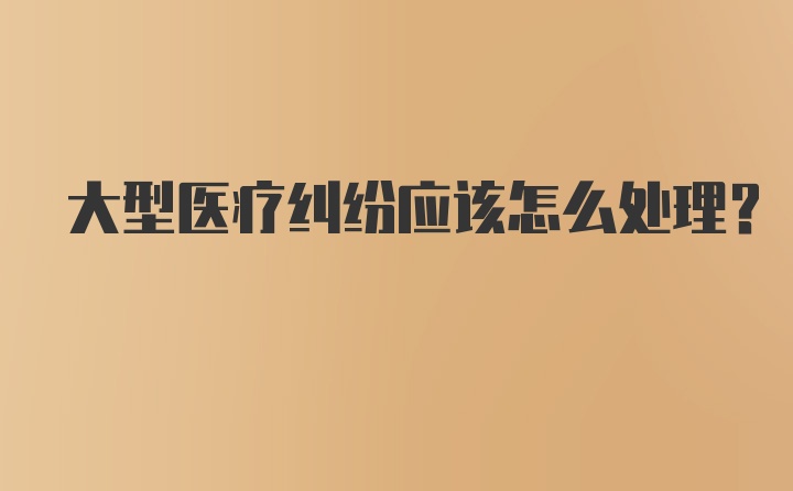 大型医疗纠纷应该怎么处理？