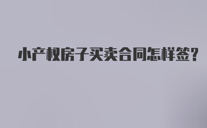 小产权房子买卖合同怎样签？