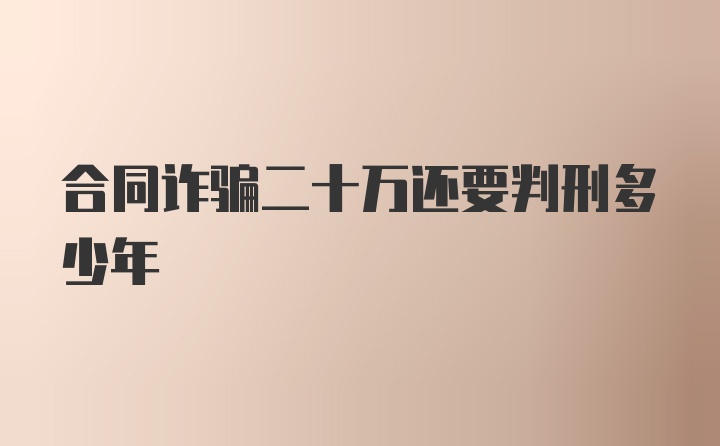 合同诈骗二十万还要判刑多少年