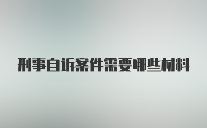 刑事自诉案件需要哪些材料